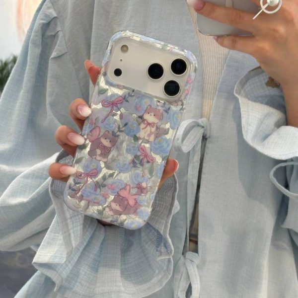 قاب گل آبی و گربه پاپیونی